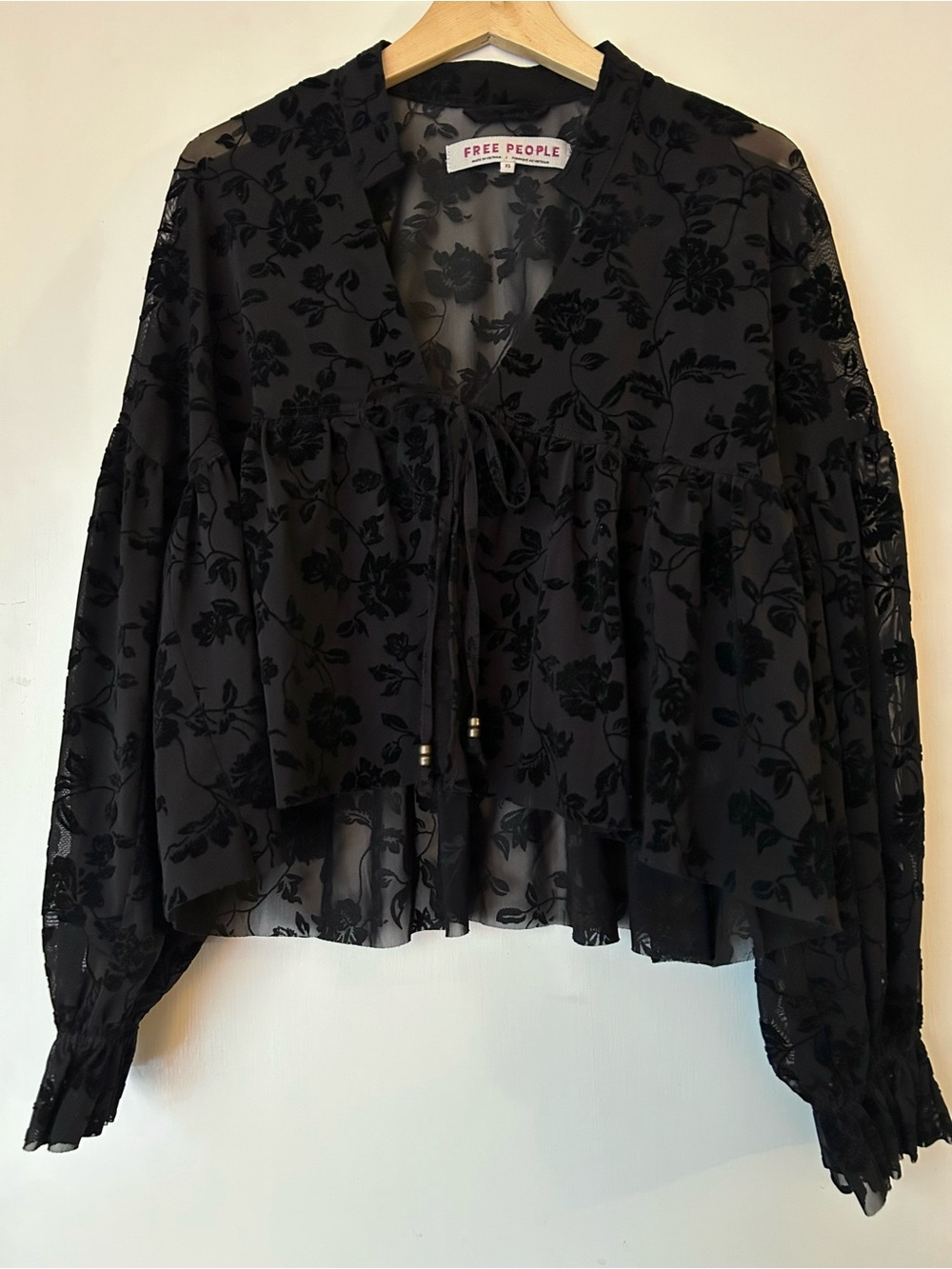 Free People Wednesday Bed Jacket lace floral sheer